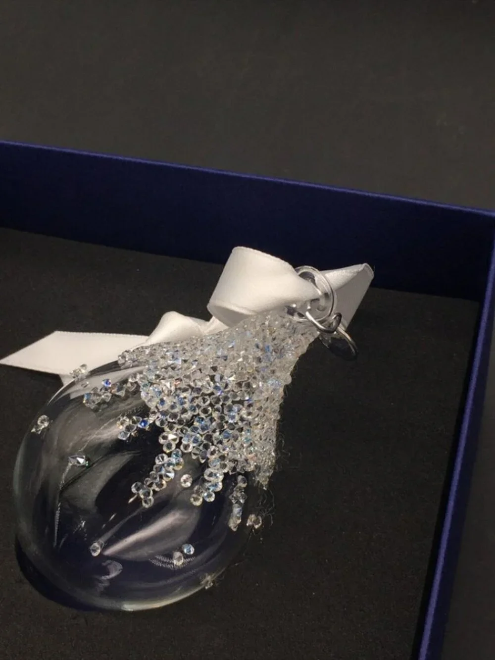 Swarovski Crystal Teardop Glass Ornament  in box